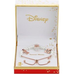 Disney Crystal Minnie Mouse Charm Bolo Bracelet NIB
